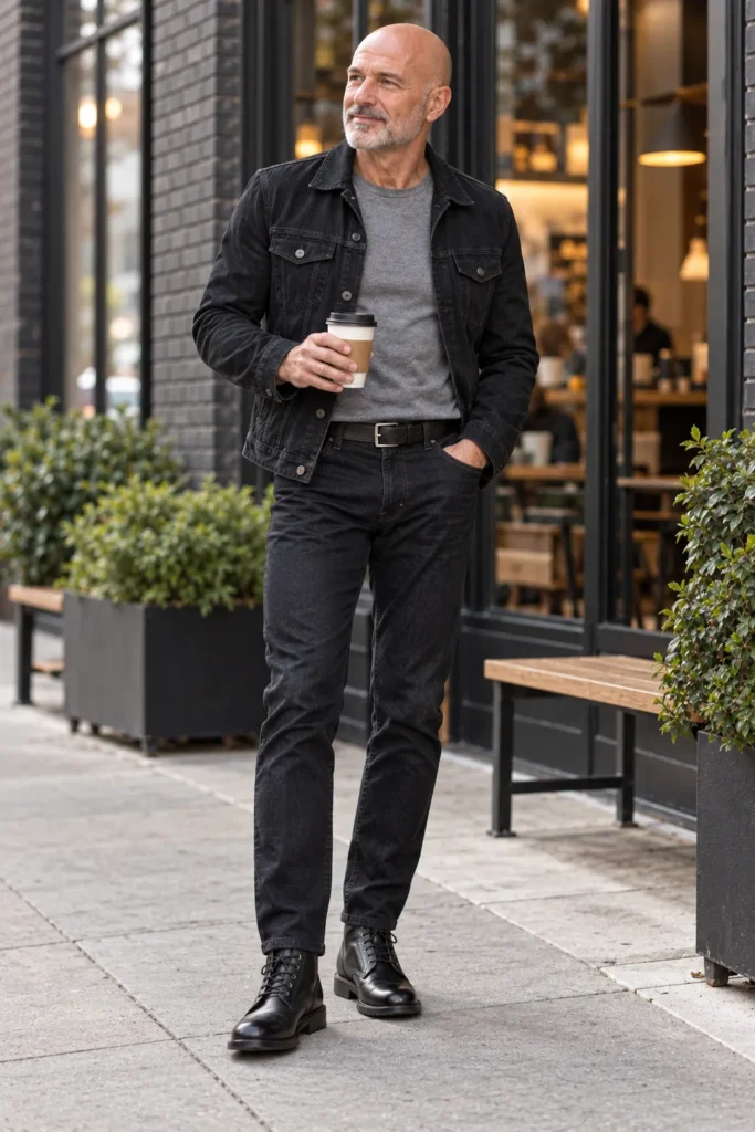 photograph featuring a different 57-year-old bald man with a short salt-and-pepper beard