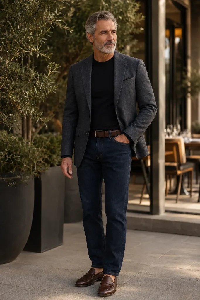 photograph featuring a distinguished 58-year-old man with short neatly styled salt-and-pepper hair and a well-groomed gray beard