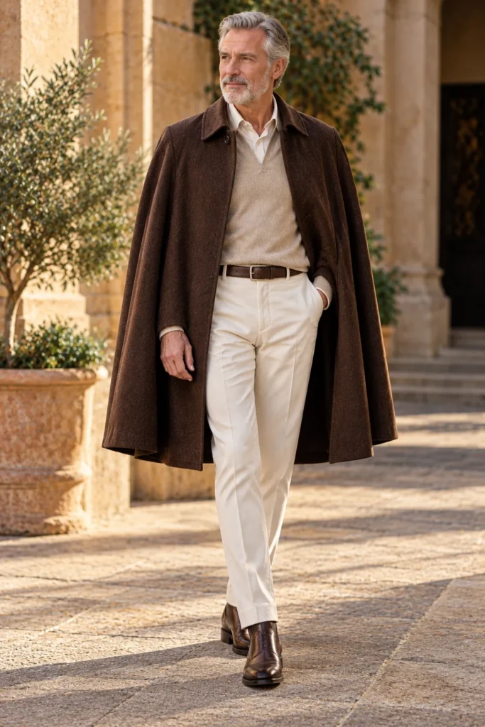  photograph of a stylish 61-year-old man with short grey hair and a neatly trimmed beard.