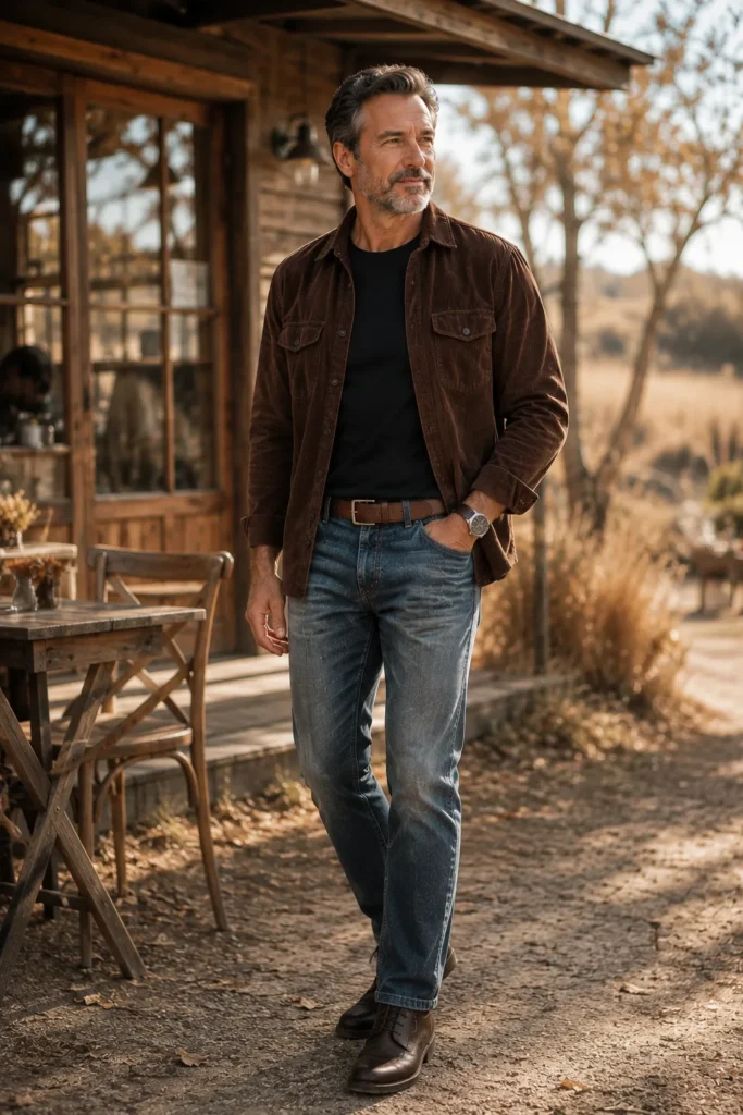 photograph featuring a distinguished 57-year-old mature man with short dark gray hair and a neatly trimmed beard