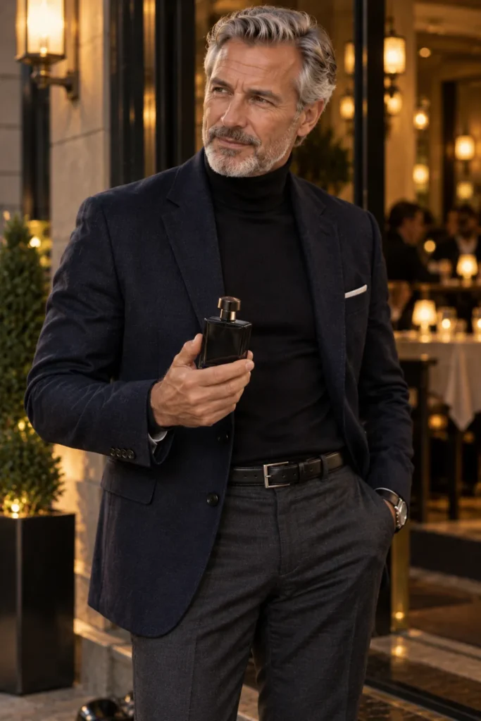 photograph featuring a mature man around 58 with short silver-grey hair and a neatly trimmed beard