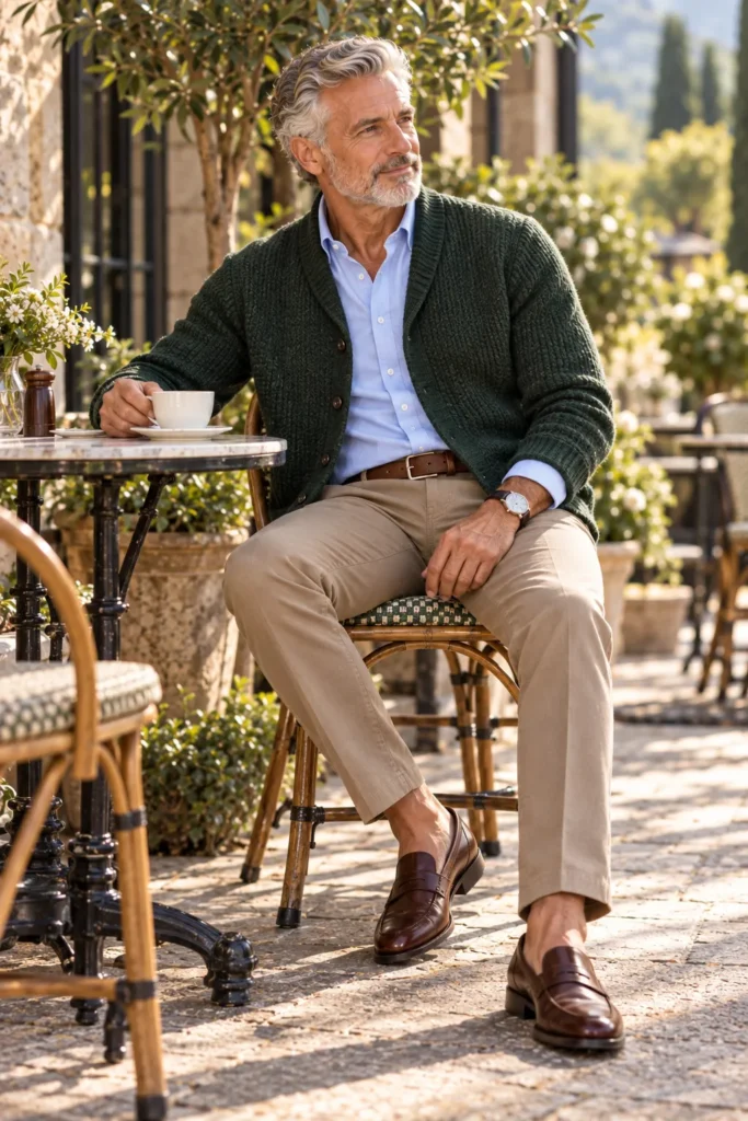 photograph featuring a mature man around 61 years old with short silver-gray hair