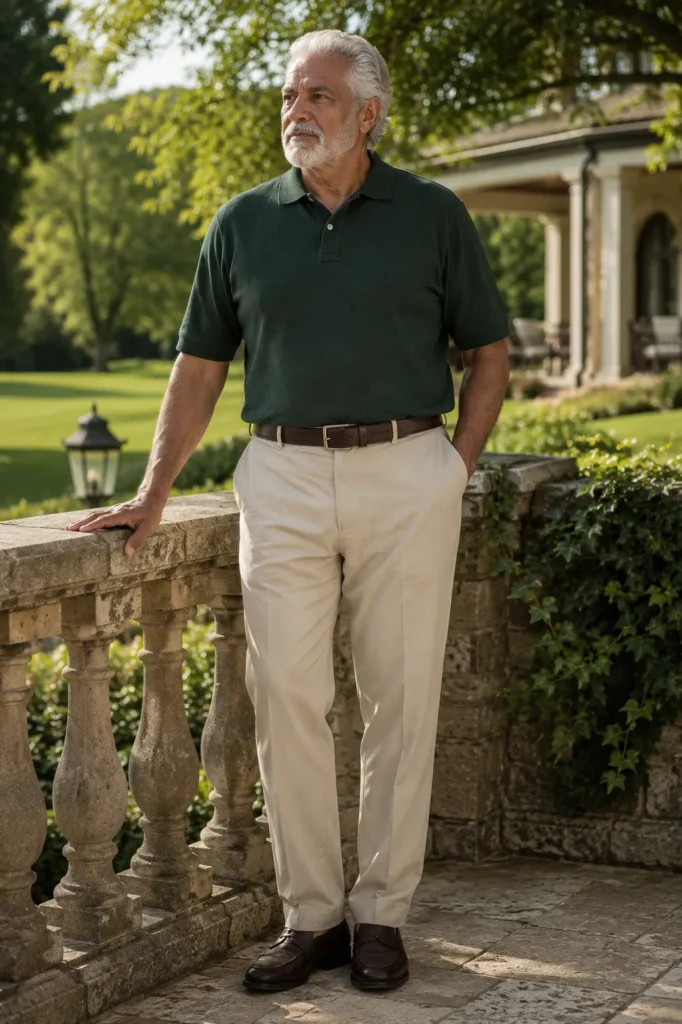 photograph featuring a completely different 76-year-old big and tall man with a distinguished oval face, thick swept-back white hair