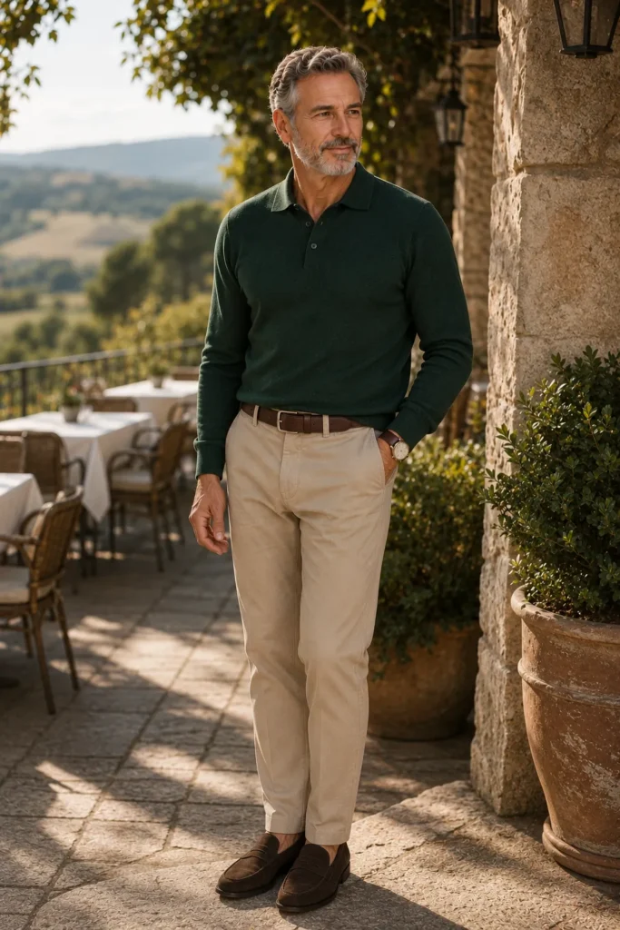 photograph featuring a distinguished 57-year-old mature man with short salt-and-pepper hair