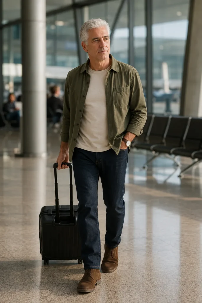 Overshirt With Dark Straight-Leg Jeans