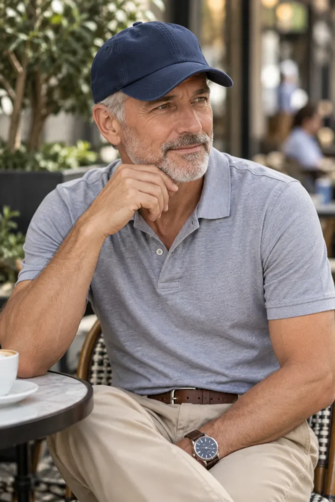 photograph featuring a mature man around 56 with short grey hair and a neatly trimmed beard