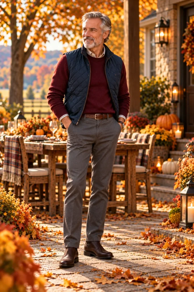 photograph featuring a stylish 60-year-old man with short salt-and-pepper hair and a neatly trimmed beard.