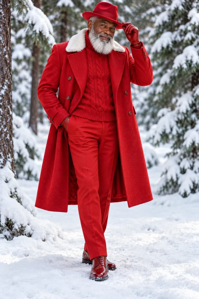 Red Winter Coat With Matching Knitwear
