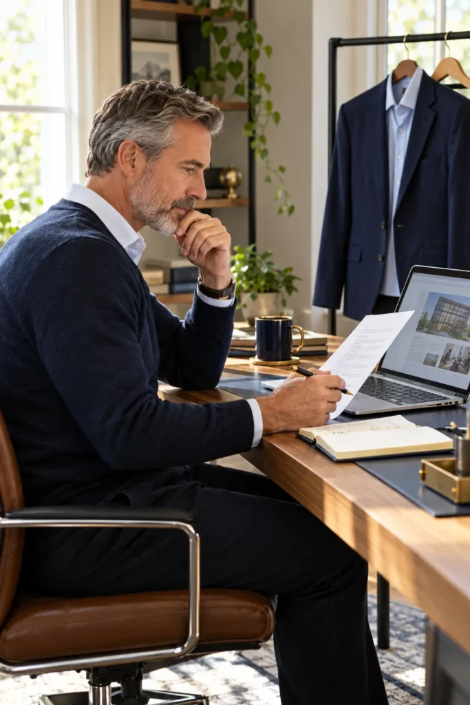 photograph for a Pinterest article about job interview outfits for men over 50