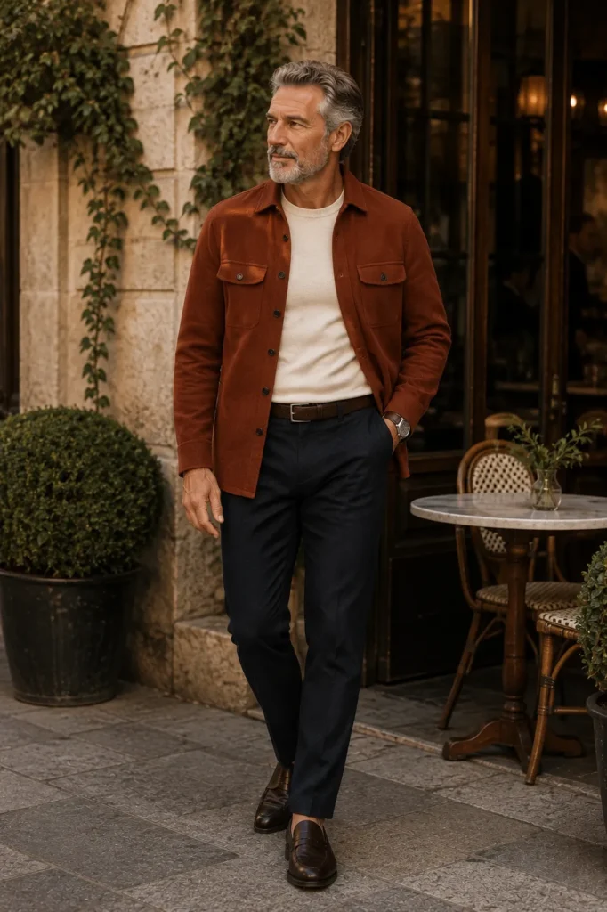 photograph featuring a distinguished 60-year-old man with short gray hair and neatly trimmed gray beard