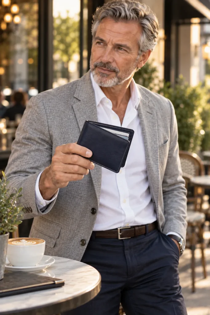photograph featuring a mature man around 58 with short silver-grey hair and a neatly trimmed beard