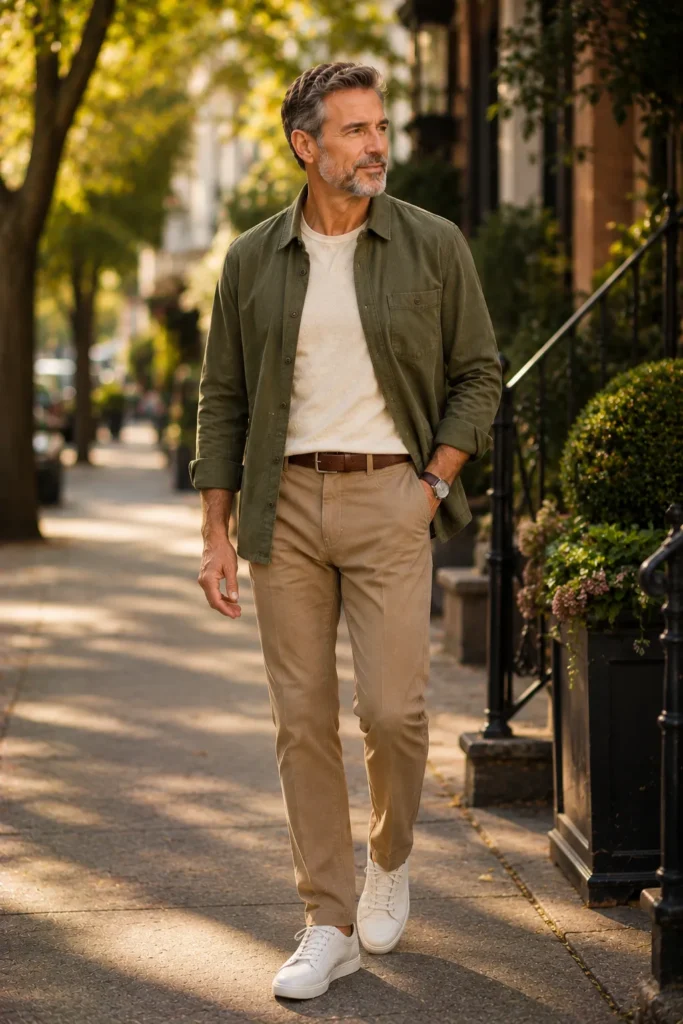 photograph featuring a distinguished 58-year-old mature man with short salt-and-pepper hair