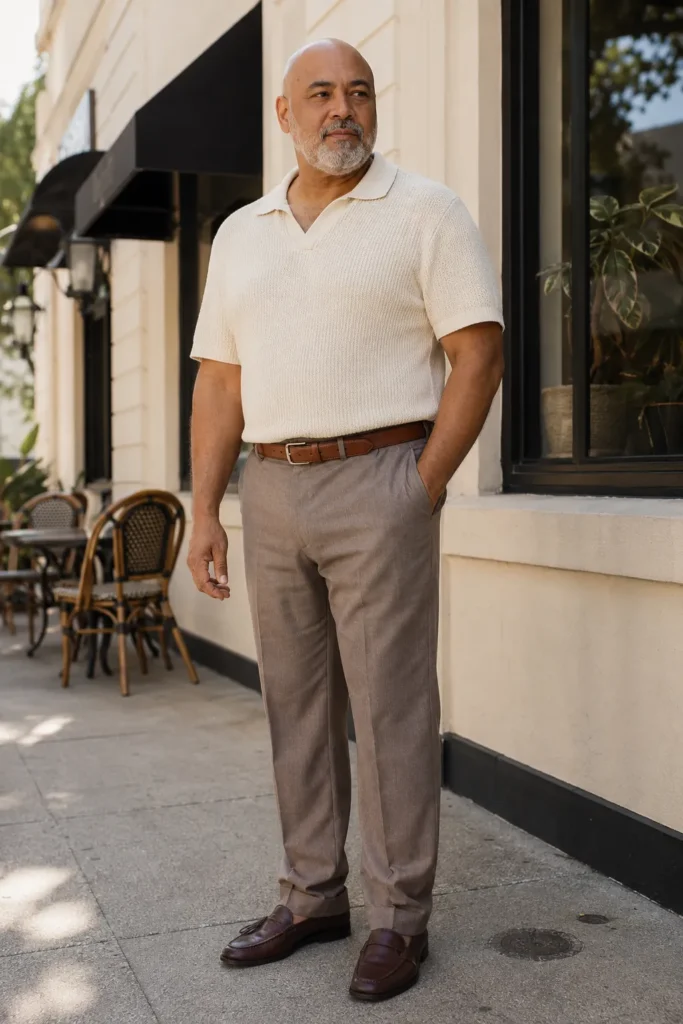 photograph of a completely different 58-year-old plus-size bald man with a broad oval face