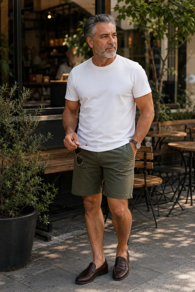 photograph of a completely different 63-year-old man with a rugged angular face, short brushed-back gray hair, neatly trimmed gray beard