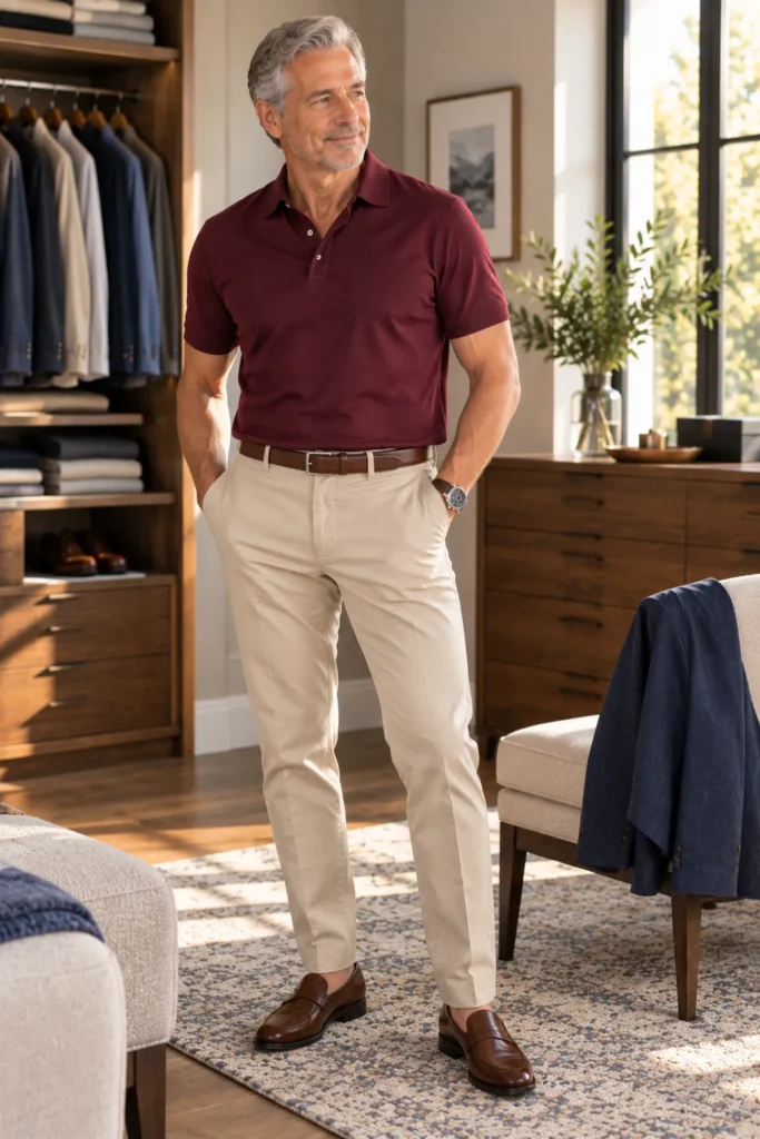 photo representing tasteful color choices for a mature man's wardrobe
