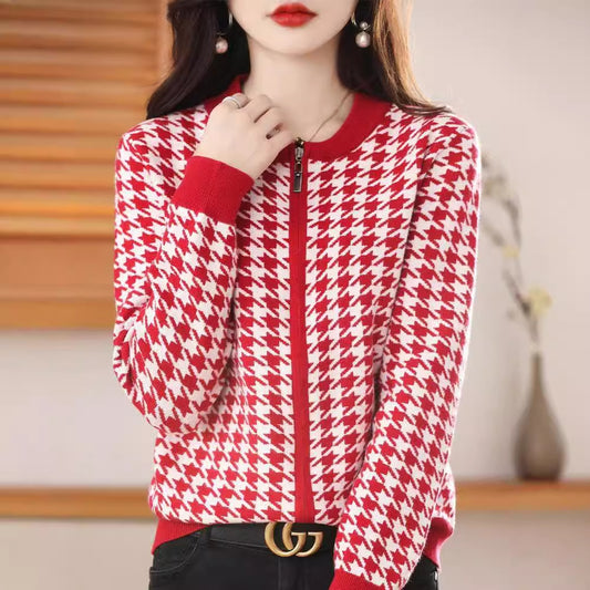 Cardigan Coat Women's Sweater Loose Round Neck