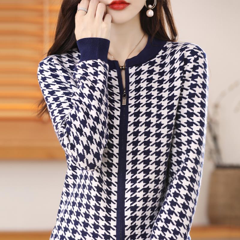 Cardigan Coat Women's Sweater Loose Round Neck