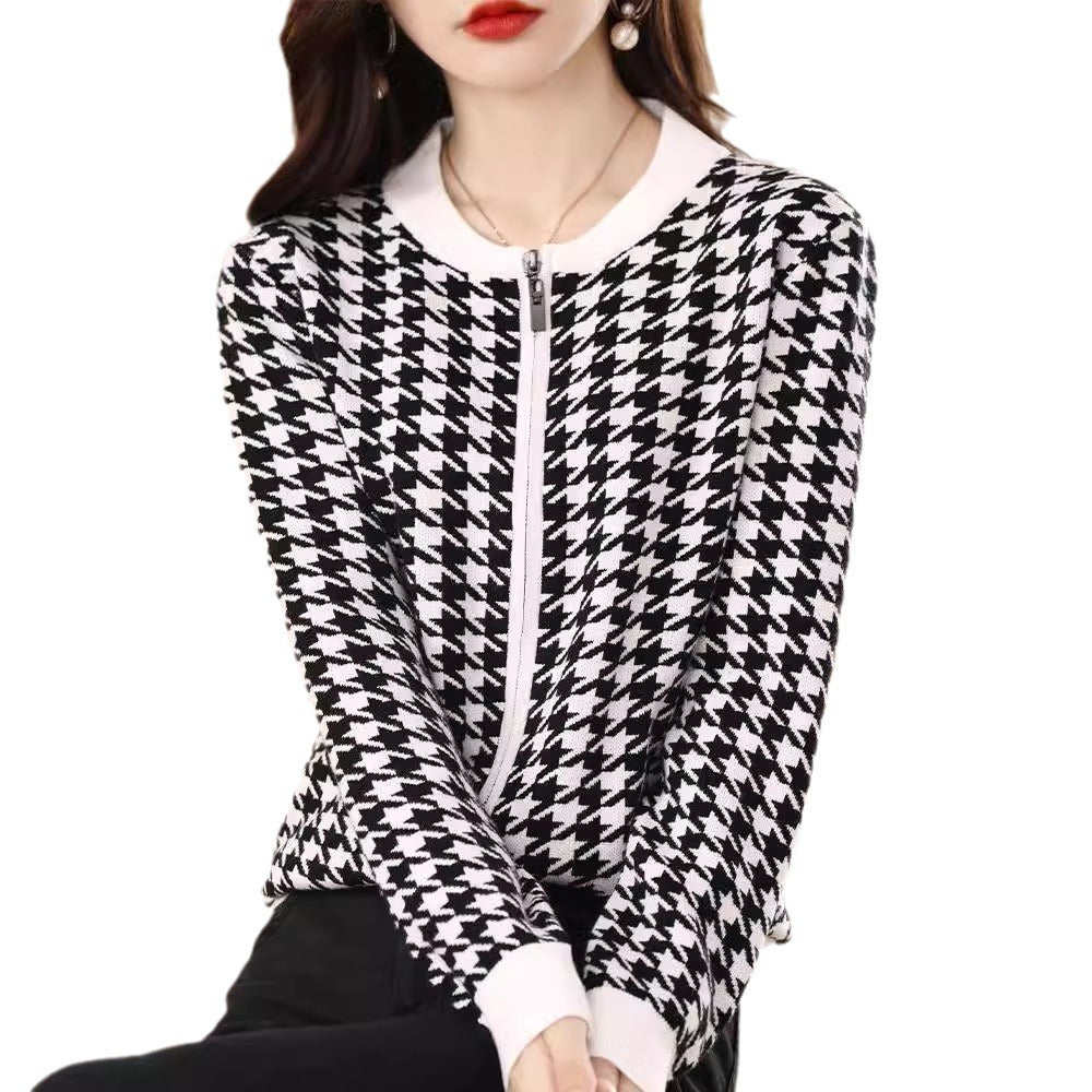 Cardigan Coat Women's Sweater Loose Round Neck