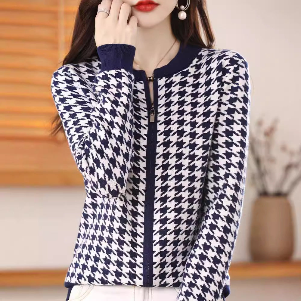 Cardigan Coat Women's Sweater Loose Round Neck