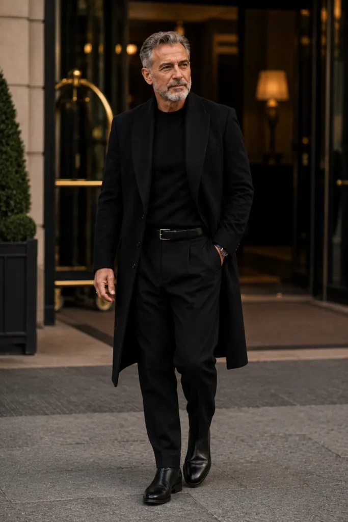photograph featuring a distinguished 60-year-old man with short gray hair and neatly trimmed beard