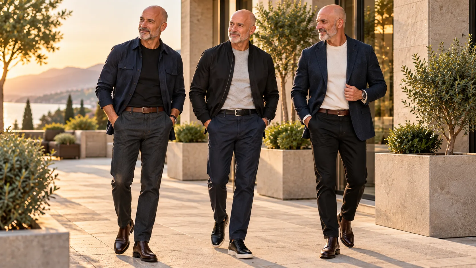 Wear Dark Outfits for Bald Men Without Looking Too Harsh